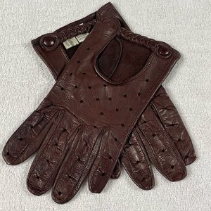 Neiman Marcus brown leather driving gloves